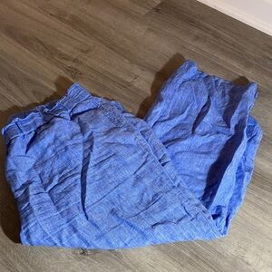 Talbots Linen Nantucket Pull On Wide Leg Pant